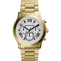 นาฬิกาข้อมือผู้หญิง Michael Kors Cooper Chronograph White Dial Gold-tone Ladies Watch MK5916