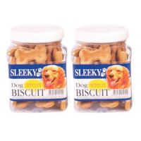 Sleeky Dog Biscuit Chicken Flavor Dog Treat 340g (2 units) สลิคกี้ บิสกิต อาหาร ขนม สุนัข ชนิดแท่ง รูปกระดูก รสไก่ 340 กรัม (2 กล่อง)