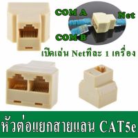 หัวต่อแยกสายแลน ออกเป็น 2 เส้น(เล่นทีละเส้น) RJ45 Splitter 1 to 2 Way LAN Network Ethernet Adapter