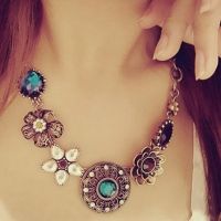 TRUSTY เครื่องประดับ สร้อยคอ คริสตัลหลากสี สไตล์วินเทจ Necklace No. 1471