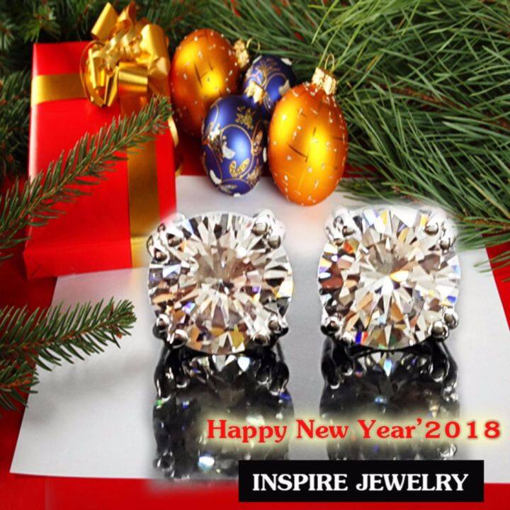 inspire-jewelry-ต่างหูฝังเพชรสวิสเกรด-aaa-ไซด์-m-4min-น้ำงาม-เจียเหลี่ยม-h-amp-a-งานจิวเวลลี่แบบร้านเพชร-ตัวเรือนขึ้นด้วยทองเหลืองนอก