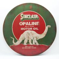 ป้ายสังกะสี Sinclair Opaline Motor Oil, dia 38 ซม. (ปั๊มนูน)