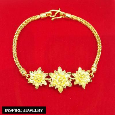 Inspire Jewelry ,สร้อยข้อมืองานDesign  ลายดอกไม้เรียงทำลาย สวยหรู หุ้มทองแท้ 100% 24K  พร้อมถุงกำมะหยี่