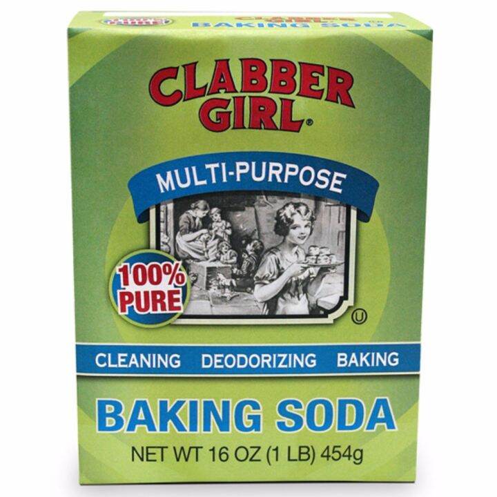 เบคกิ้งโซดา-เบกกิ้งโซดาแบบเนื้อละเอียดอย่างดี-clabber-girl-pure-100-baking-soda-นำเข้าจากอเมริกา-trusted-in-households-since-1850-เพื่ออาหารอร่อยยิ่งขึ้นใช้หมักเนื้อสัตว์-ใช้ล้างผักผลไม้ลดสารพิษได้-ให