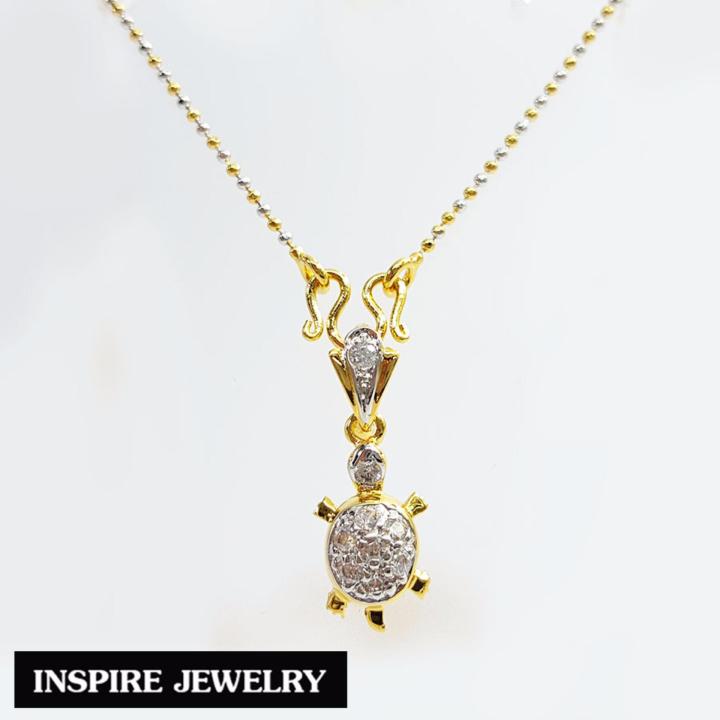 inspire-jewelry-ชุดเซ็ท-ต่างหูเต่าฝังเพชร-จี้เต่าฝังเพชร-และสร้อยคอทอง-พร้อมกล่องกำมะหยี่-สวยหรู-นำโชค-เสริมดวง