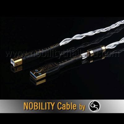 Nobility USB Cable รุ่น Shark S-880US รุ่นท๊อป 6N single crystal copper silver-plated (USB A-B) ความยาว 1เมตร - สีเงิน
