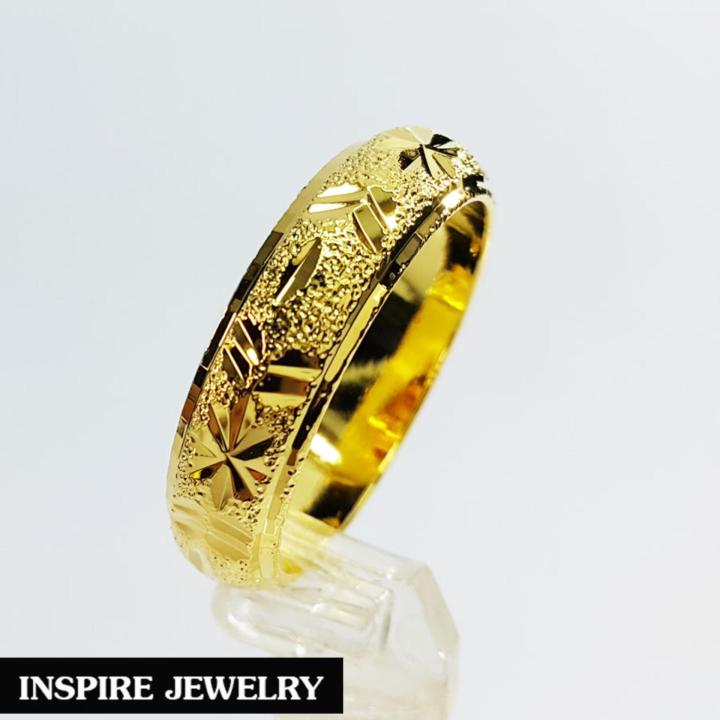 inspire-jewelry-แหวนทองตอกลาย-แบบร้านทอง-ตัวเรือนขึ้นด้วยทองเหลืองนอก-ชุบเศษทองแท้-100-24k