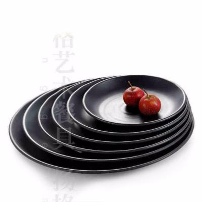 (จำนวน 3 ชิ้น) จานเมนเมลามีน จานสไตล์ญี่ปุ่น จานซูชิ จานญี่ปุ่น จานสีดำ ขนาด 21.5cm x 3cm