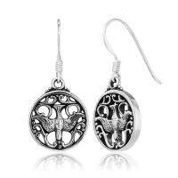 Suvani Jewelry - 925 Sterling Silver Thunderbird Native American Symbol Motif ต่างหูนก ต่างหูห้อย