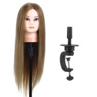 Training Head 75% Real Human Hair Manikin Head Hairdressing Dummy Head Salon Head + Hair Clamp Holder for Hair Practice - intl