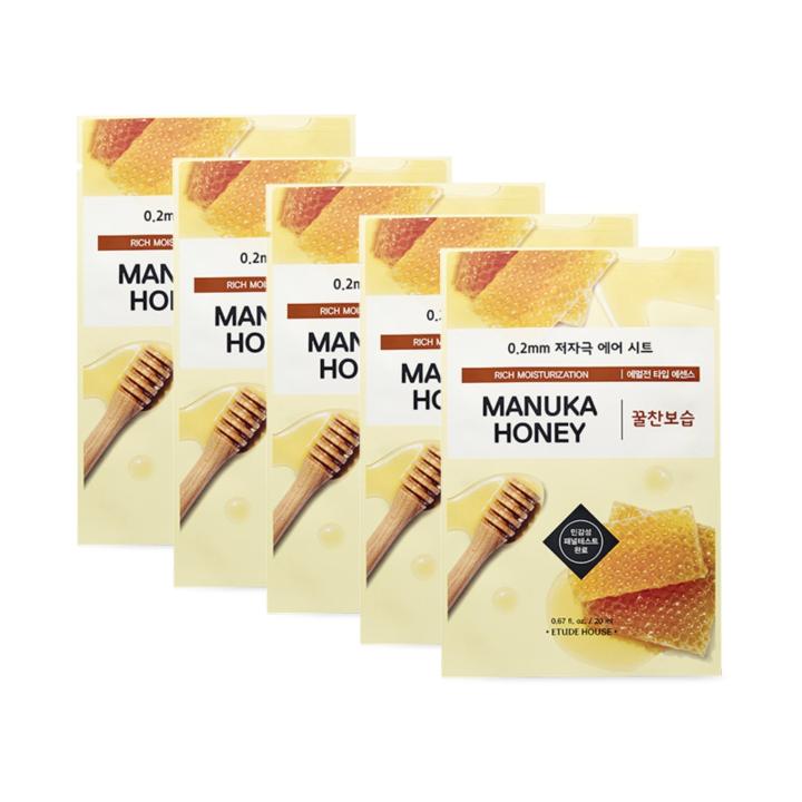 Etude House 0.2 Therapy Air Mask - Manuka Honey 20ml (Set 5 แผ่น) ช่วยเติมเต็มความชุ่มชื่นและความเปล่งปลั่งสู่ผิวหน้า