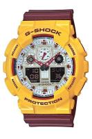 Casio G-Shock นาฬิกาข้อมือผู้ชาย สีเหลือง/แดง สายเรซิ่น รุ่น GA-100CS-9