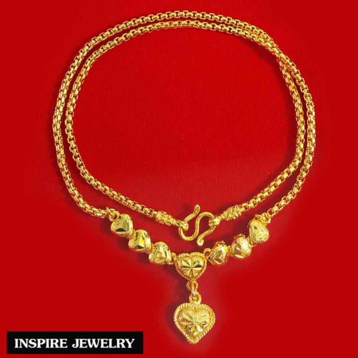 inspire-jewelry-ชุดเซ็ท-สร้อยคอทอง-สร้อยข้อมือทอง-ลายเลสหรูและข้อป้อง-หุ้มทองแท้-100-24-นิ้ว-พร้อมกล่องทอง