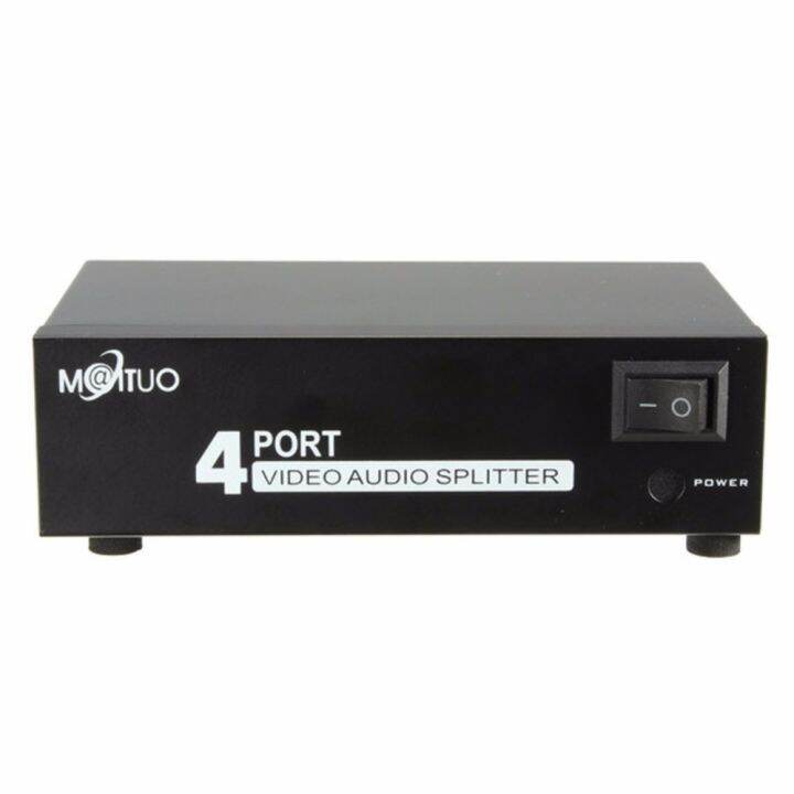 กล่องสัญญาณ-ใช้สำหรับต่อเครื่อง-4-port-video-audio-splitter-สีดำ