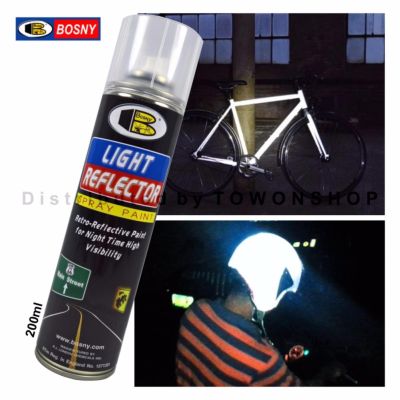 BOSNY สเปรย์สะท้อนแสงไฟ ปลอดภัย มองเห็นชัดในเวลากลางคืน LIGHT REFLECTOR SPRAY PAINT 200ML