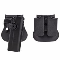 ทหารยุทธวิธีกองทัพ 1911 HOLSTER Polymer Retention Roto HOLSTER และคู่นิตยสาร HOLSTER เหมาะสำหรับ 1911 สไตล์ (สีดำ)