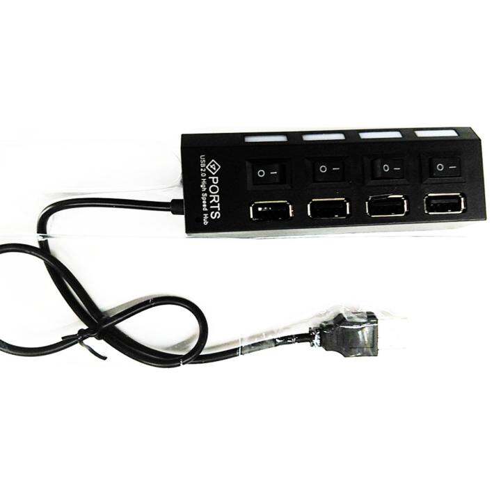 usb-hub-2-0-4-port-สวิตช์แยก-4-ตัว-สีดำ