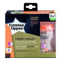 Tommee Tippee ขวดนม รุ่น Closer to Nature ขนาด 9 oz รุ่นสีส้ม แพ็คคู่ 422584