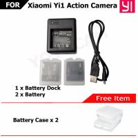 TECHGADGET Xiaoyi 1010 mAH  แบตเตอรรี่เสริม Xiaomi Yi Action Camera 2 แบต 1 แท่นชาร์จ ฟรี เคสใส่แบต 2 ชิ้น