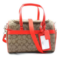 COACH SIGNATURE COATED CANVAS TRAIN CASE  F77510 KHAKI CORAL