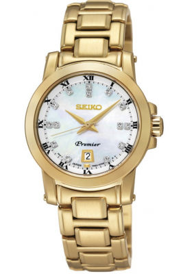 SEIKO Premier Diamond นาฬิกาข้อมือผู้หญิง สายแสตนเลส รุ่น SXDG04P1 - สีทอง/สีมุก