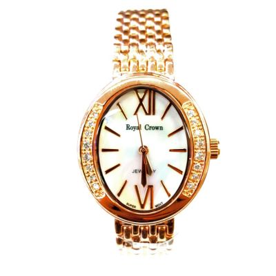 Royal Crown นาฬิกาข้อมือผู้หญิง ชุบทอง สายสแตนเลสอย่างดี รุ่น 6309-SSL (สี Ping Gold)