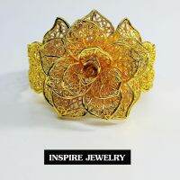 Inspire Jewelry กำไลรูปดอกไม้ฉลุลายโปร่ง งดงาม ฟรีไซด์ แต่งกายกับชุดไทย ชุดผ้าฝ้าย ปรับได้ สวยงาม มีให้เลือกหลายแบบ สีทอง สีเงิน หรือสีเงินรมดำ พร้อมถุงกำมะหยี่สวยหรู