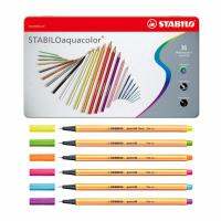 STABILO Aquacolor สีไม้ กล่องเหล็ก ชุด 36 สี + STABILO Point 88 ปากกาหมึกน้ำ หัวสักหลาด 6 สี สีละ 1 ด้าม