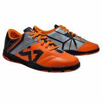 WARRIX SPORT รองเท้าฟุตซอลหนังแท้ WF-1409 (ส้ม-เทา)