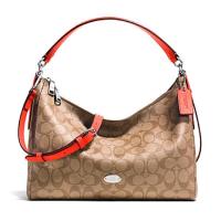 กระเป๋าสะพายข้าง Coach แท้ Coated canvas ลาย Signature สายหนัง มีสายยาว COACH 34899 SIGNATURE CELESTE CONVERTIBLE HOBO BAG