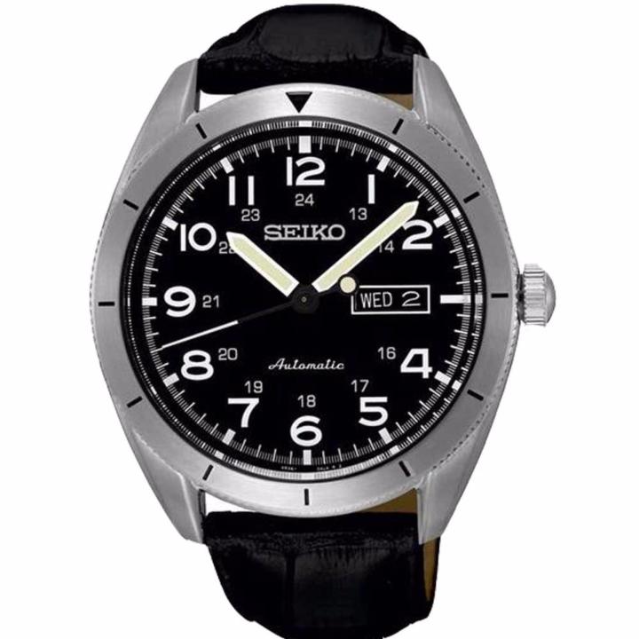 seiko-automatic-นาฬิกาข้อมือผู้ชาย-สีดำ-เงิน-สายหนัง-รุ่น-srp715k1