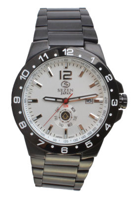 Sezen Tachymeter นาฬิกาข้อมือผู้ชาย สีดำ/ขาว สายสแตนเลส รุ่น 1419 W/B