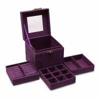 Fancybox กล่องเครื่องประดับเอนกประสงค์ 3 ชั้น (Square Jewelry Box) สีม่วง