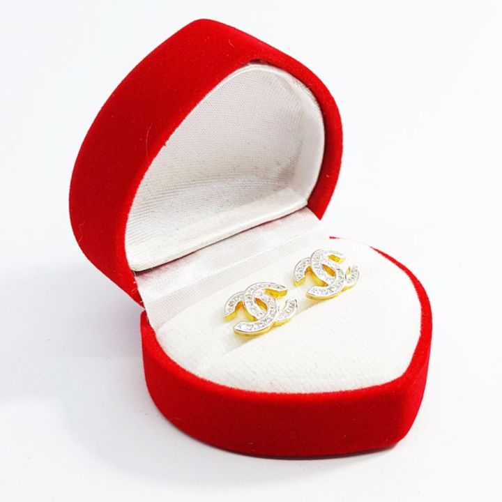 inspire-jewelry-ต่างหูcn-ฝังเพชร-งานจิวเวลลี่-หุ้มทองแท้-100-24k-สวยหรู-ขนาด-1-2-cm-พิเศษ-สำหรับผิวแพ้ง่ายมาก
