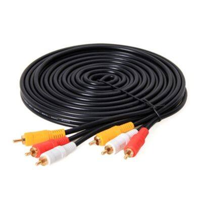 AV Composite 3 RCA Cable Male Video Stereo Audio Triple 3-RCA Cord DVD TV 20M (สืดำ)