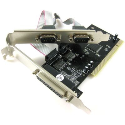 2 Port RS-232 RS232 Serial Port COM 1 Port Printer Parallel Port LPT to PCI Adapter Converter Card (Intl)