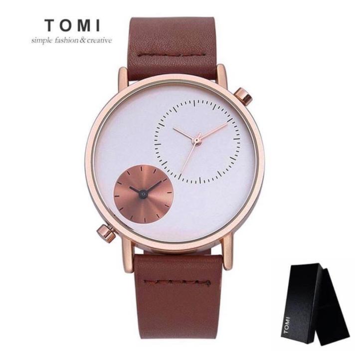 tomi-นาฬิกา-กันน้ำ-quartz-analog-รุ่น-t079-brown-rose-gold
