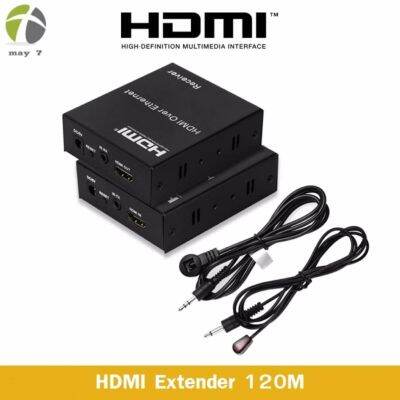 1080P HDMI Extender 120m ผ่านสายเคเบิล TCP / IP Cat5e / 6 Ethernet อินฟราเรด Transmitter / Receiver IR พร้อมกล่อง