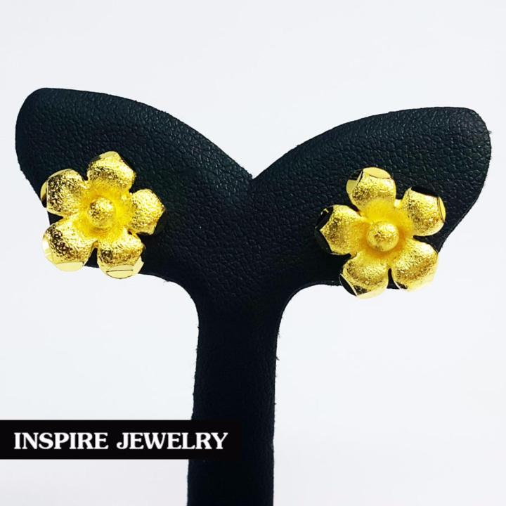 inspire-jewelry-ต่างหูรูปดอกไม้-ขนาด-1x1cm-น่ารักมาก-งานแบบร้านทอง-หุ้มทองแท้-24k-100