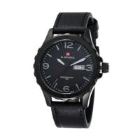 NAVIFORCE mens watch wholesale with calendar week Leather Watch-Black Gray (Intl)