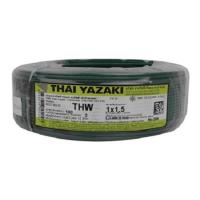 THAIYAZAKI สายไฟ แกนเดียว THW 1.5 100เมตร สีเขียว ยาซากิ