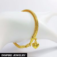 Inspire Jewelry สร้อยข้อมือทองลายสี่เสา  น้ำหนัก 10กรัม งานทองไมครอน ชุบเศษทองคำแท้