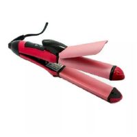 เครื่องหนีบผมตรง ที่หนีบผม เครื่องรีดผม 2in1 Hair Beauty Set  + ม้วนผมลอน 2in1 (Pink)