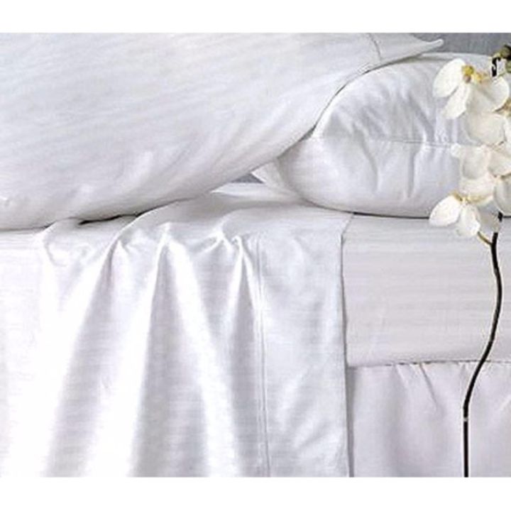 ผ้าปูที่นอนสีขาวแบบรัดมุม ขนาด 110x115 นิ้ว 6 ฟุต