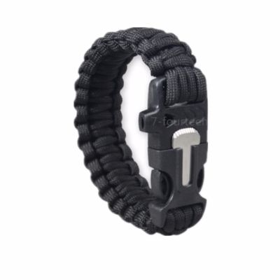 สายรัดข้อมือ เอาตัวรอด เชือกรัดข้อมือ สำหรับเดินป่า PARACORD พร้อมแท่งจุดไฟ+นกหวีด