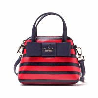 PXRU6268 kate spade JULIA STREET STRIPE MINI MAISE กระเป๋าสะพายข้าง/กระเป๋าถือ kate spade หนัง saffiano เคลือบเงา ลายทางน้ำเงินเข้มแดง