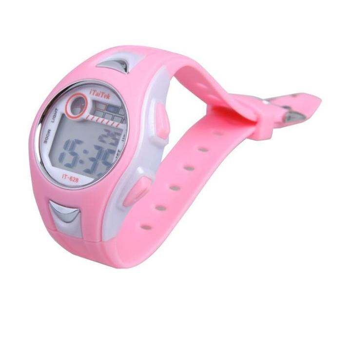 เด็กชายหญิงว่ายน้ำกีฬานาฬิกาดิจิตอล-wrist-watch-กันน้ำสีชมพูสีชมพูจัดส่งฟรี