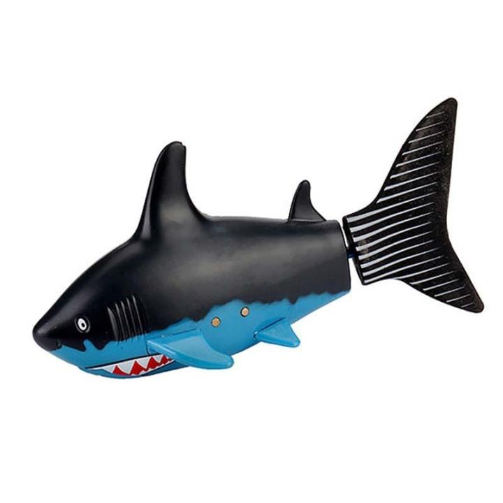 หุ่นยนต์ปลาบังคับวิทยุของเล่น-หุ่นยนต์สัตว์-ปลาฉลามบังคับ-หุ่นยนต์บังคับ-ปลาบังคับ-สีน้ำเงินพาดดำ-fish-shark-rc-robot-fish-toy-ของแท้มีประกัน