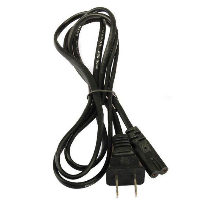 สาย 5ft Us Plug 2-Prong Port Ac Power Adapter Cord Cable For Vcr Ps2 Ps3 Slim 1.8เมตร (สีดำ)