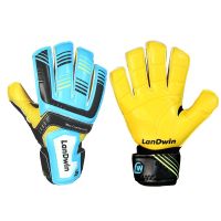 LANDWIN ถุงมือ โกล์ว ฟุตบอล Football Goal keeper Gloves Max Comfort Fingersave CYAN/BK